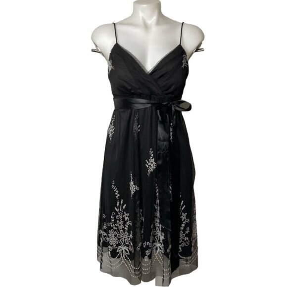 Onyx Dresses & Skirts - Onyx Sparkle Beaded Floral Little Black Party Dress Size 10